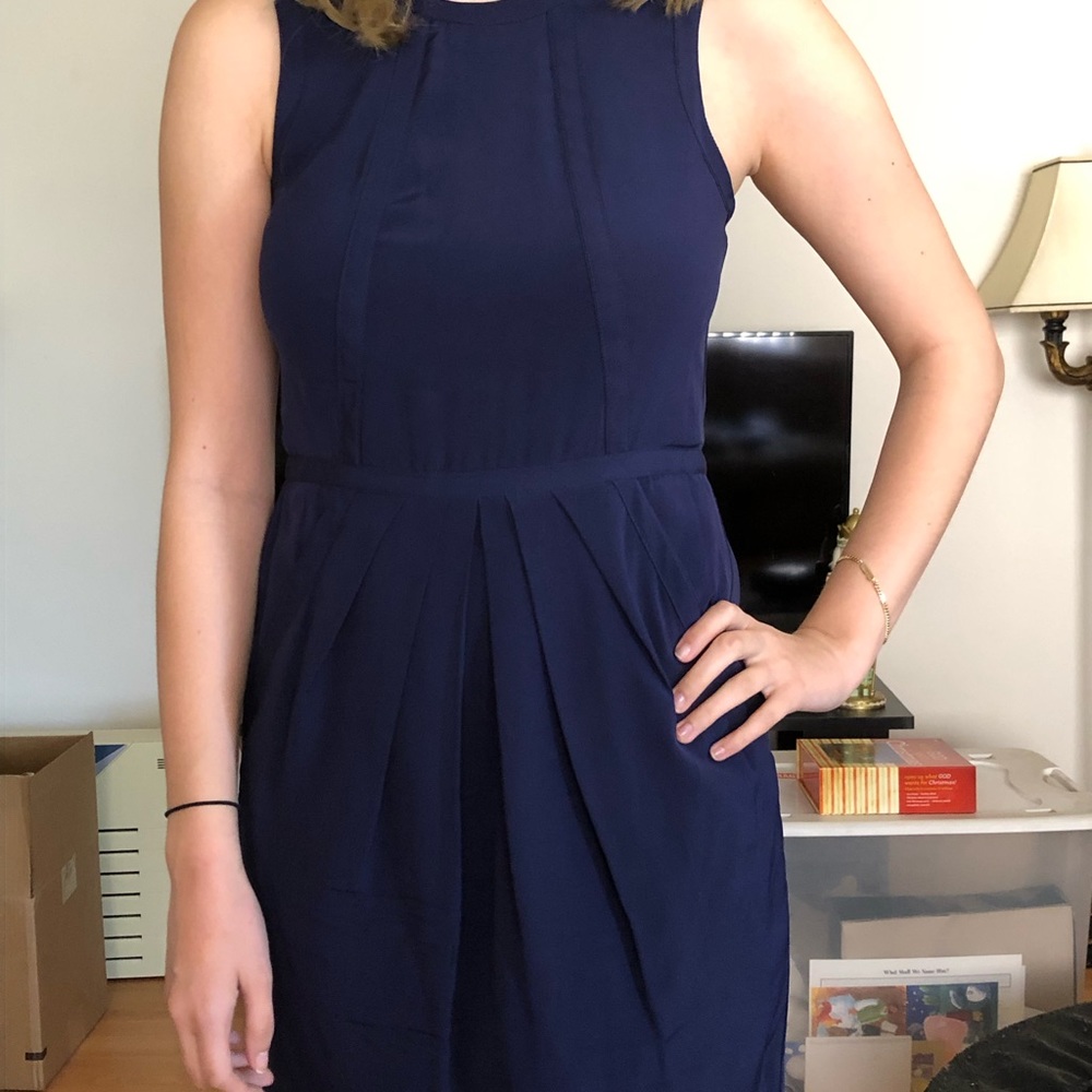 Gucci Navy Blue 100% Silk Dress Sz IT 42 / US 6 / UK 10. Made in Italy.
